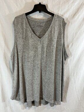 Lane Bryant Women’s 3X (26/28) Gray Speckled Knit Sleeveless Blouse